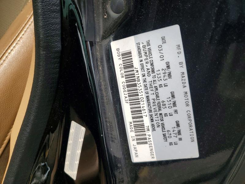Продаж на аукціоні авто 2001 Mazda Mx-5 Miata, vin: JM1NB353510214617, номер лоту: 61377816