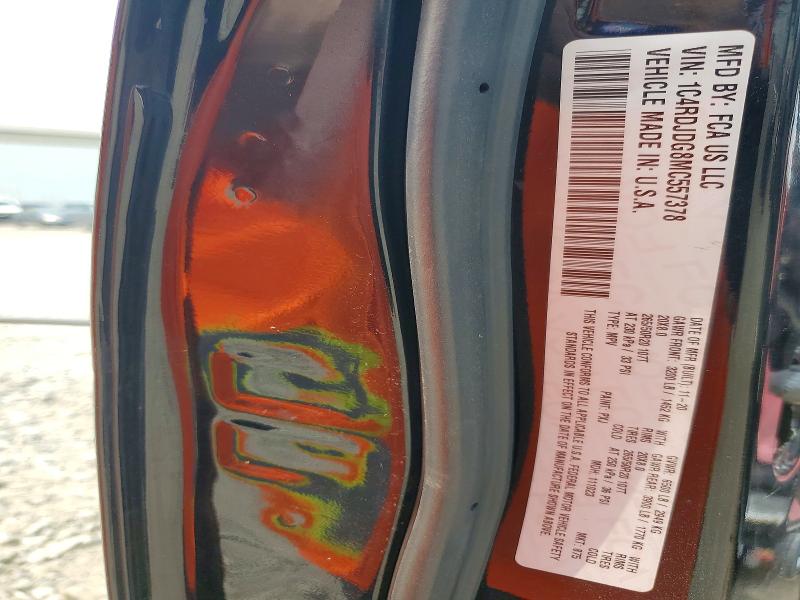 2021 Dodge Durango მანქანა იყიდება აუქციონზე, vin: 1C4RDJDG8MC557378, აუქციონის ნომერი: 61380046