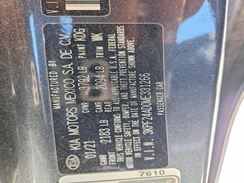 61955076 :رقم المزاد ، 3KPF24AD0ME331266 vin ، 2021 Kia Forte مزاد بيع