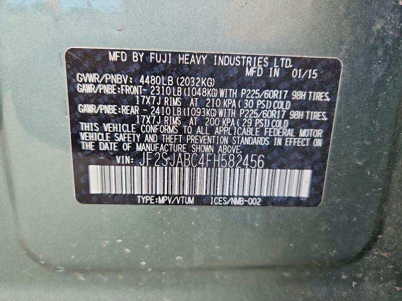 60453056 :رقم المزاد ، JF2SJABC4FH582456 vin ، 2015 Subaru Forester مزاد بيع