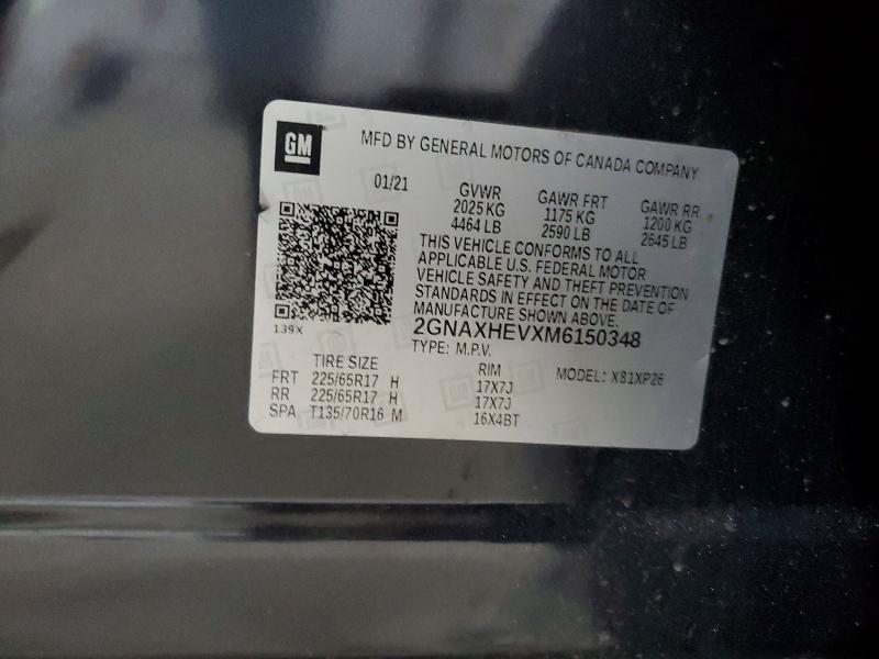 Продаж на аукціоні авто 2021 Chevrolet Equinox, vin: 2GNAXHEVXM6150348, номер лоту: 63363436