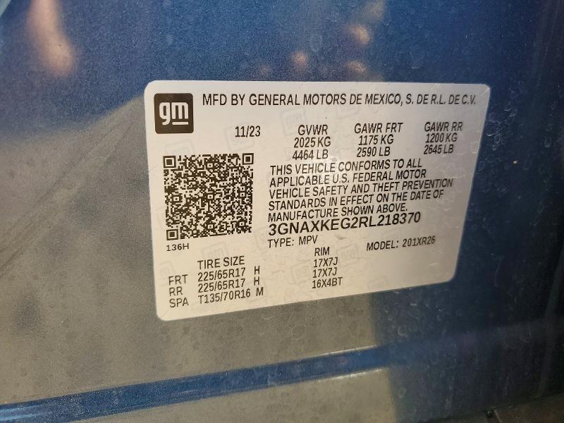 Продажа на аукционе авто 2024 Chevrolet Equinox, vin: 3GNAXKEG2RL218370, номер лота: 62642236
