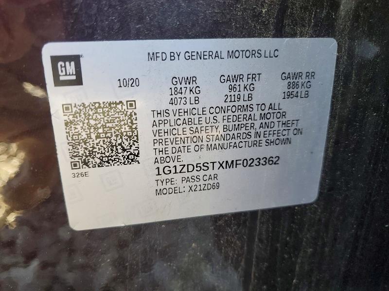 Продаж на аукціоні авто 2021 Chevrolet Malibu, vin: 1G1ZD5STXMF023362, номер лоту: 63195726