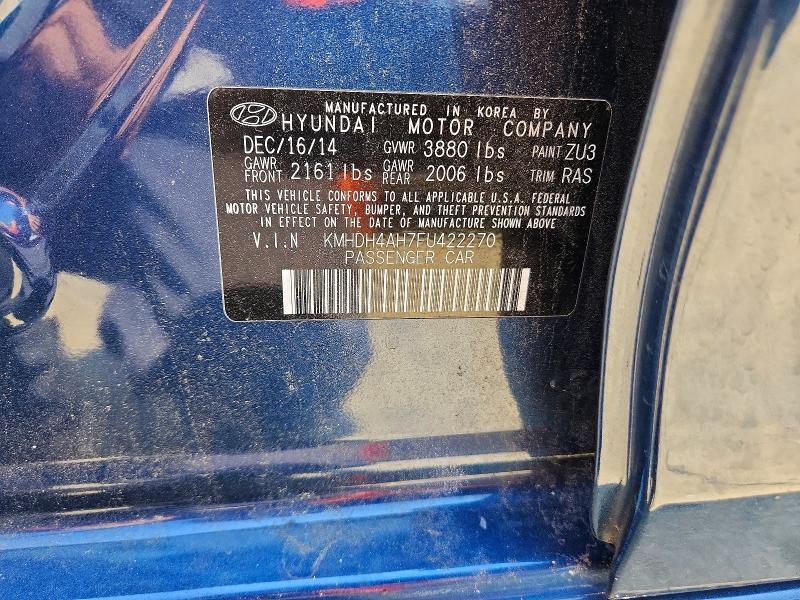60661246 :رقم المزاد ، KMHDH4AH7FU422270 vin ، 2015 Hyundai Elantra مزاد بيع