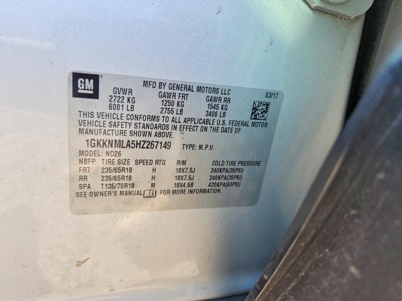 Продаж на аукціоні авто 2017 Gmc Acadia, vin: 1GKKNMLA5HZ267149, номер лоту: 60249706