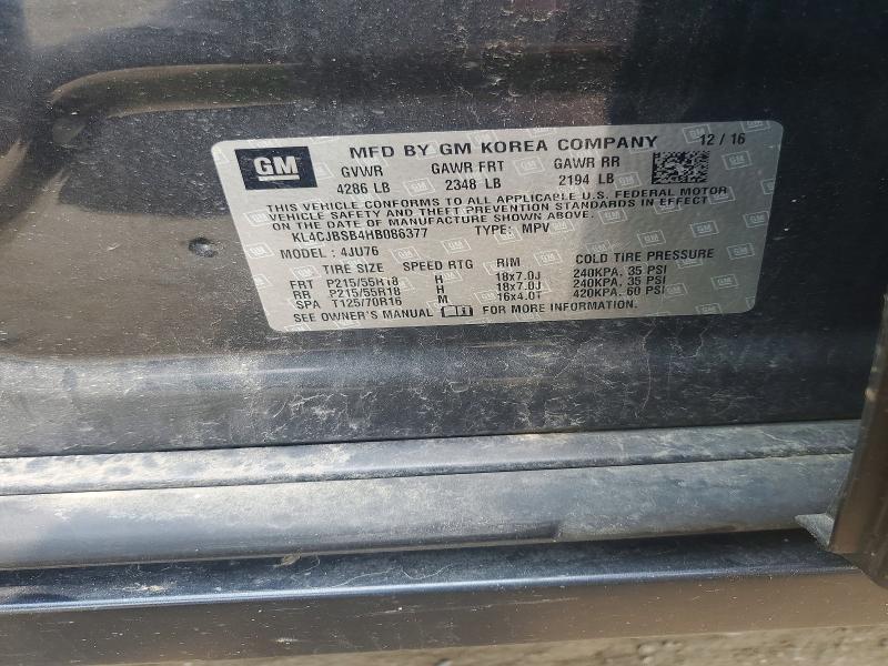 Aukcja sprzedaży 2017 Buick Encore, vin: KL4CJBSB4HB086377, numer aukcji: 61290916