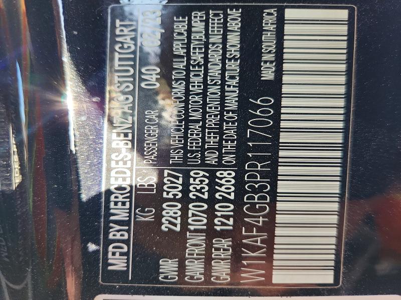 Aukcja sprzedaży 2023 Mercedes-benz C, vin: W1KAF4GB3PR117066, numer aukcji: 60064886