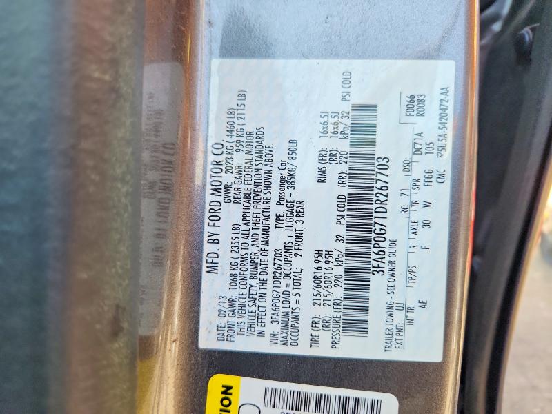 Aukcja sprzedaży 2013 Ford Fusion, vin: 3FA6P0G71DR267703, numer aukcji: 61505016