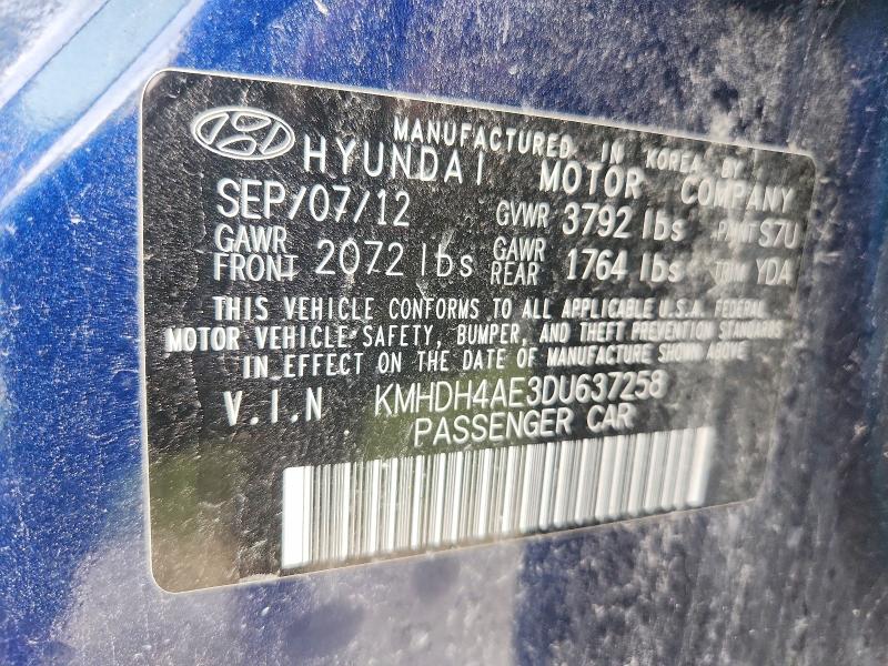 Aukcja sprzedaży 2013 Hyundai Elantra, vin: KMHDH4AE3DU637258, numer aukcji: 60120226