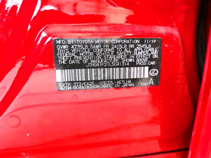 Продаж на аукціоні авто 2020 Lexus Is, vin: JTHG81F21L5041314, номер лоту: 61934406