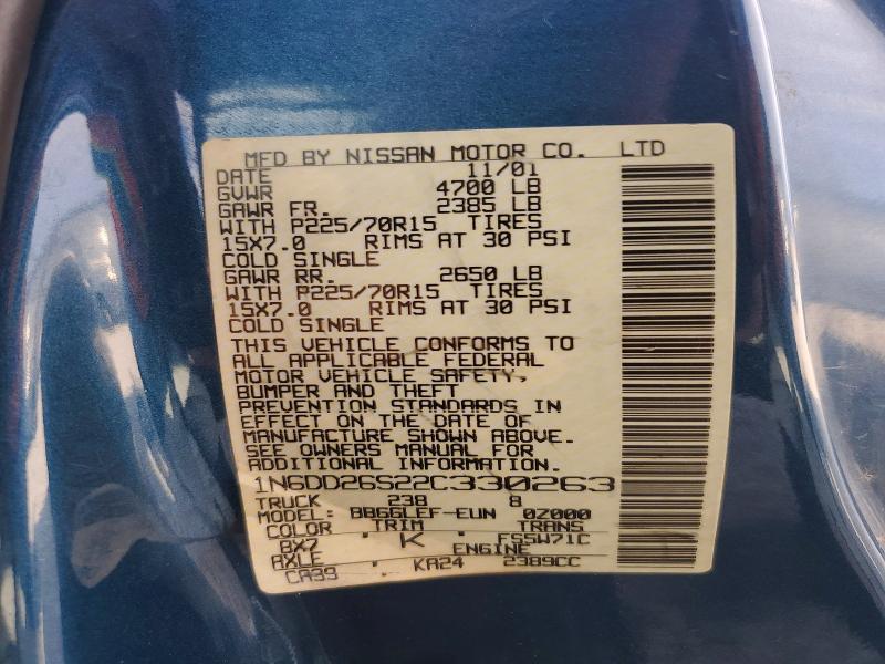 2002 Nissan Frontier მანქანა იყიდება აუქციონზე, vin: 1N6DD26S22C330263, აუქციონის ნომერი: 62873016