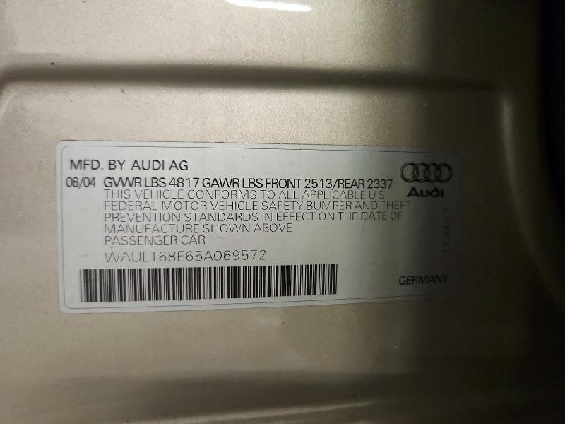 Aukcja sprzedaży 2005 Audi A4, vin: WAULT68E65A069572, numer aukcji: 61519816