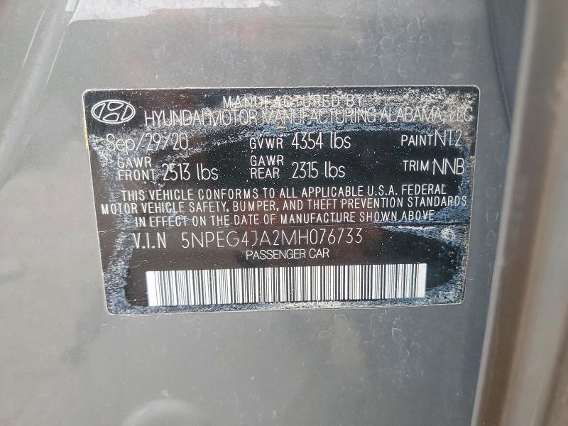 61360766 :رقم المزاد ، 5NPEG4JA2MH076733 vin ، 2021 Hyundai Sonata مزاد بيع