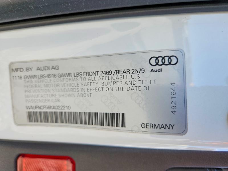 Aukcja sprzedaży 2019 Audi A5, vin: WAUFNCF56KA022210, numer aukcji: 60025676