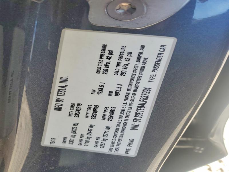 2020 Tesla Model 3 მანქანა იყიდება აუქციონზე, vin: 5YJ3E1EB4LF637994, აუქციონის ნომერი: 59371826