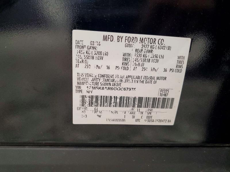 Продаж на аукціоні авто 2016 Ford Explorer, vin: 1FM5K8AR6GGC67975, номер лоту: 60363156