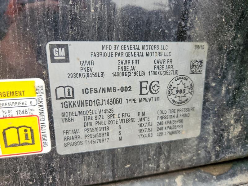 62250896 :رقم المزاد ، 1GKKVNED1GJ145060 vin ، 2016 Gmc Acadia مزاد بيع