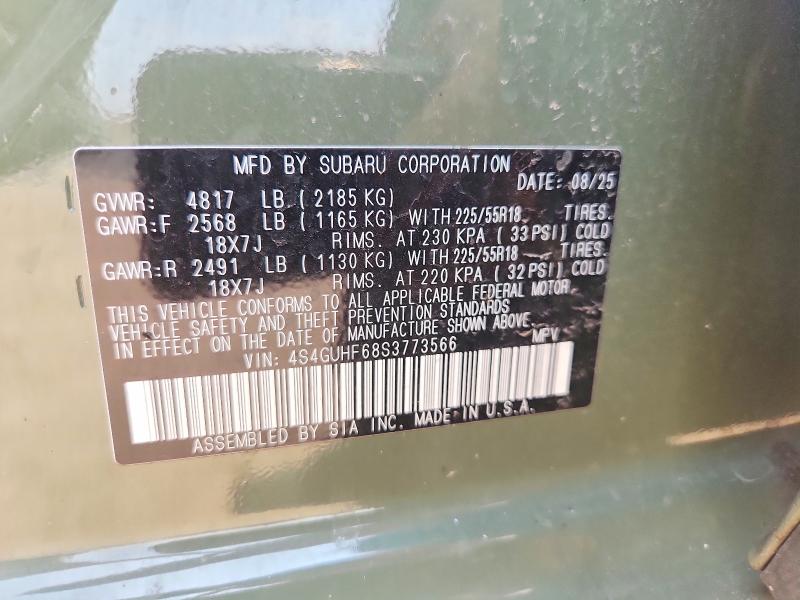 Aukcja sprzedaży 2025 Subaru Crosstrek, vin: 4S4GUHF68S3773566, numer aukcji: 61594216