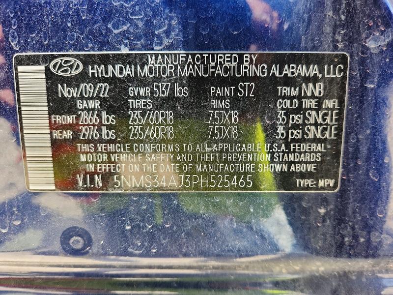 Продажа на аукционе авто 2023 Hyundai Santa Fe, vin: 5NMS34AJ3PH525465, номер лота: 60144006