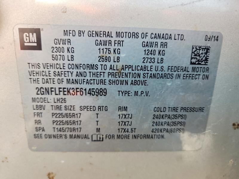 Продажа на аукционе авто 2015 Chevrolet Equinox, vin: 2GNFLFEK3F6145989, номер лота: 60423666