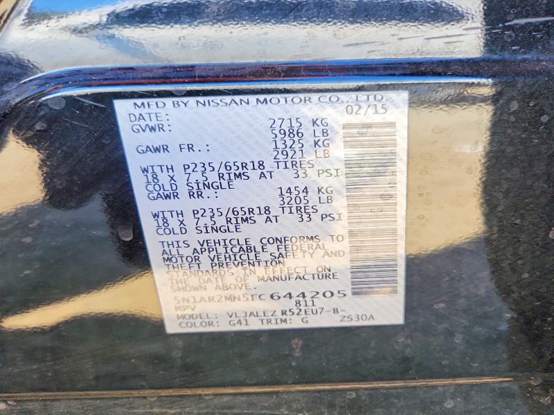 Aukcja sprzedaży 2015 Nissan Pathfinder, vin: 5N1AR2MN5FC644205, numer aukcji: 61877706