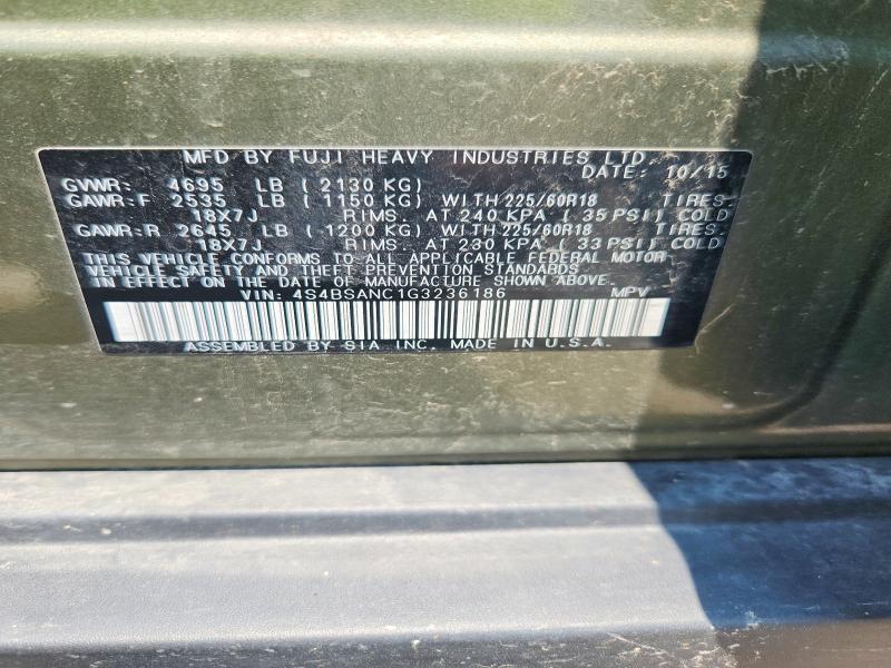 Aukcja sprzedaży 2016 Subaru Outback, vin: 4S4BSANC1G3236186, numer aukcji: 61922086
