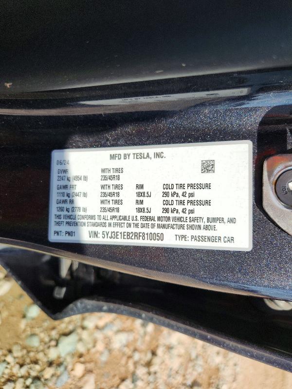 Aukcja sprzedaży 2024 Tesla Model 3, vin: 5YJ3E1EB2RF810050, numer aukcji: 59231606