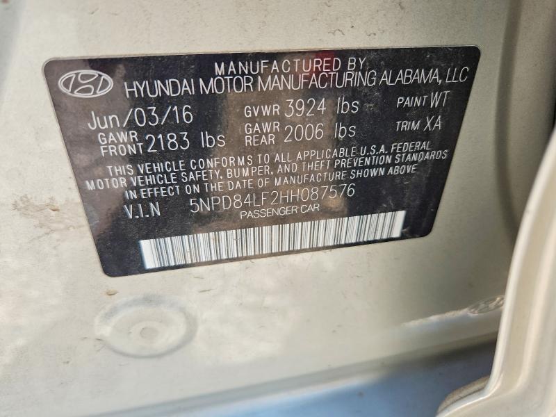 63340896 :رقم المزاد ، 5NPD84LF2HH087576 vin ، 2017 Hyundai Elantra مزاد بيع