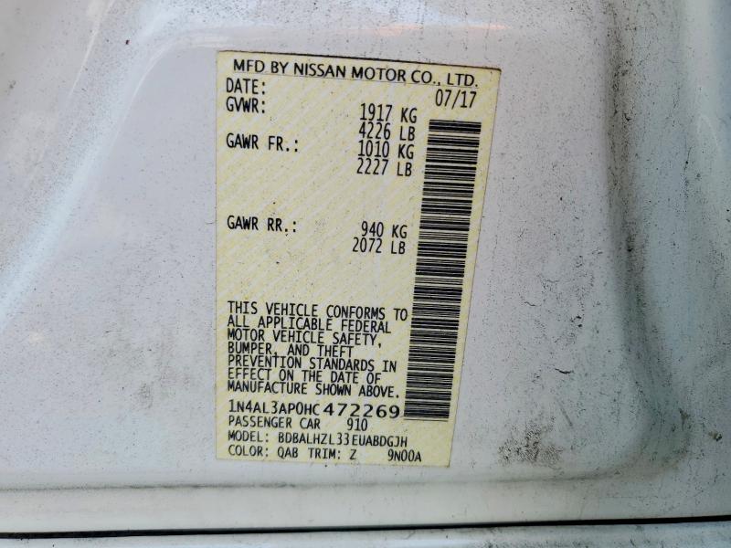 Продажа на аукционе авто 2017 Nissan Altima, vin: 1N4AL3AP0HC472269, номер лота: 60700246