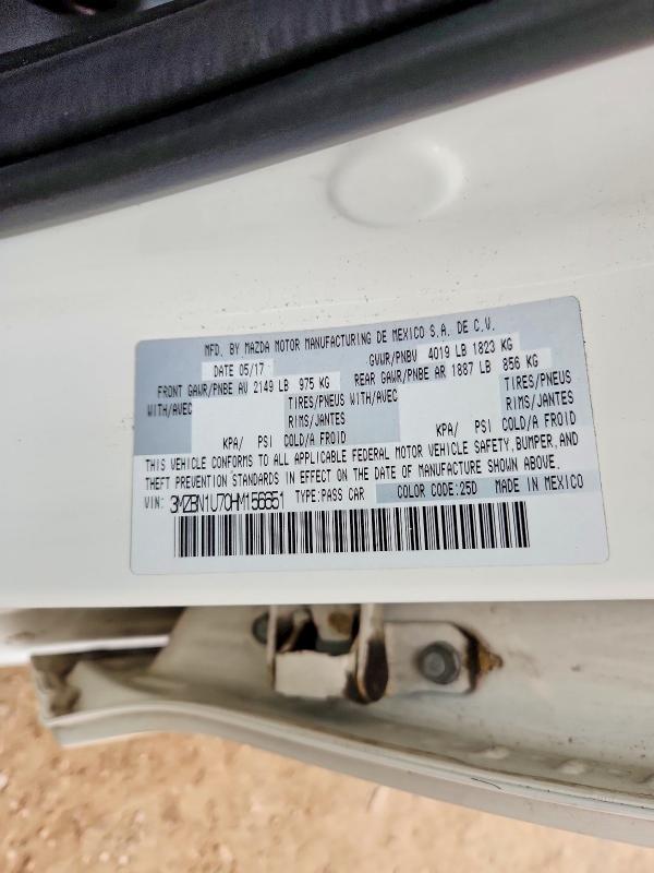 62485416 :رقم المزاد ، 3MZBN1U70HM156651 vin ، 2017 Mazda 3 مزاد بيع