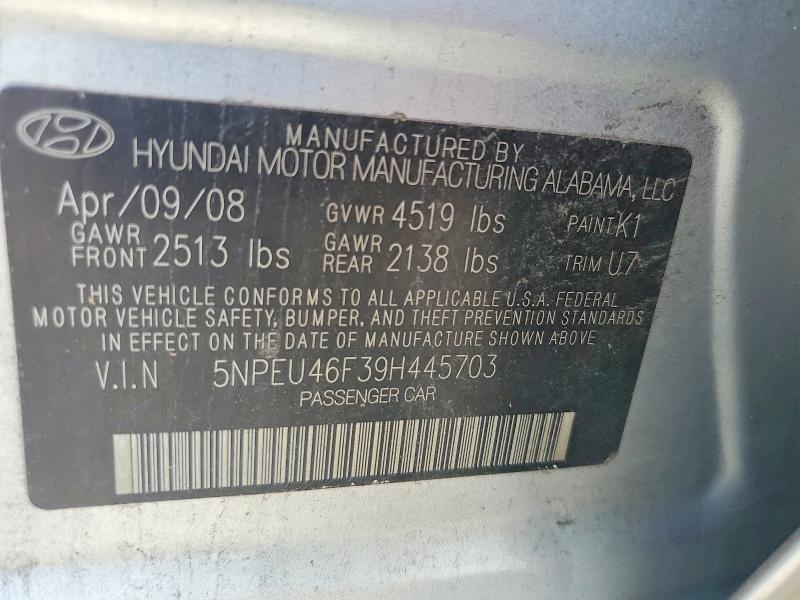 60964686 :رقم المزاد ، 5NPEU46F39H445703 vin ، 2009 Hyundai Sonata مزاد بيع