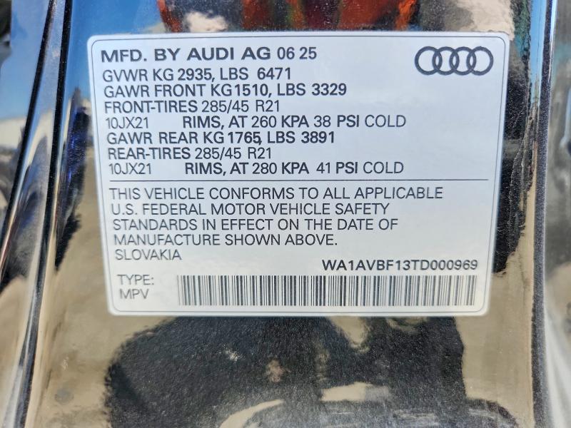 Aukcja sprzedaży 2026 Audi Q8, vin: WA1AVBF13TD000969, numer aukcji: 60986256