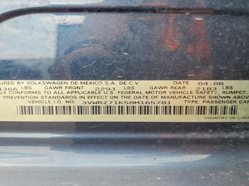 Продажа на аукционе авто 2008 Volkswagen Jetta, vin: 3VWRZ71K58M165781, номер лота: 62342996