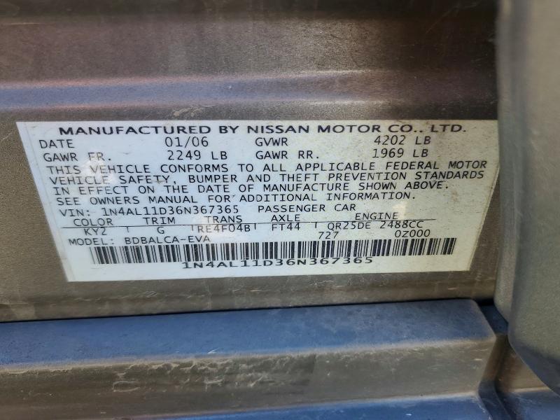 Продажа на аукционе авто 2006 Nissan Altima, vin: 1N4AL11D36N367365, номер лота: 62429656