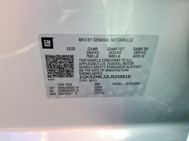 2020 Gmc Yukon Xl მანქანა იყიდება აუქციონზე, vin: 1GKS2HKJ2LR255616, აუქციონის ნომერი: 63168816