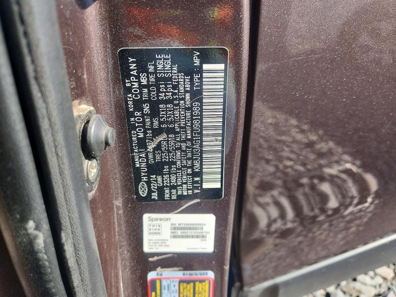 Продаж на аукціоні авто 2015 Hyundai Tucson, vin: KM8JU3AG1FU981989, номер лоту: 61696496