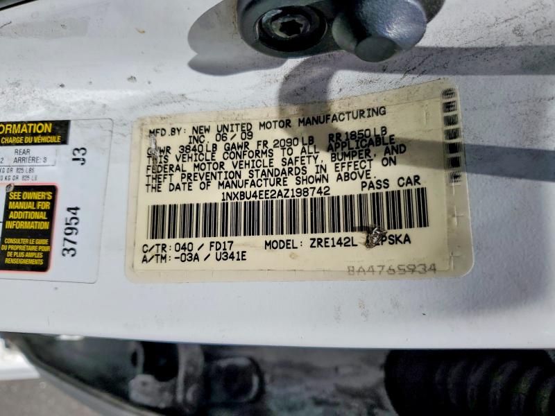 Продаж на аукціоні авто 2010 Toyota Corolla, vin: 1NXBU4EE2AZ198742, номер лоту: 61423056