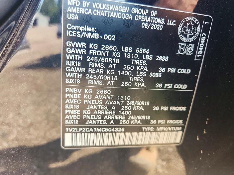 Aukcja sprzedaży 2021 Volkswagen Atlas, vin: 1V2LP2CA1MC504326, numer aukcji: 57662766