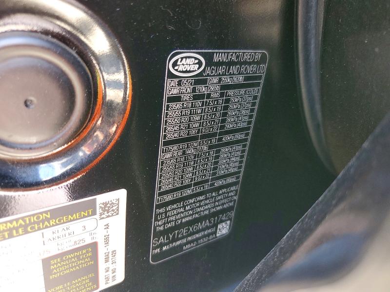 Продажа на аукционе авто 2021 Land Rover Range Rover Velar, vin: SALYT2EX6MA317429, номер лота: 61939116