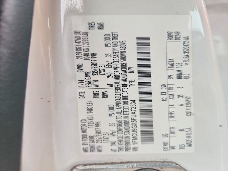 2015 Ford Escape მანქანა იყიდება აუქციონზე, vin: 1FMCU9GX5FUA72334, აუქციონის ნომერი: 62421626