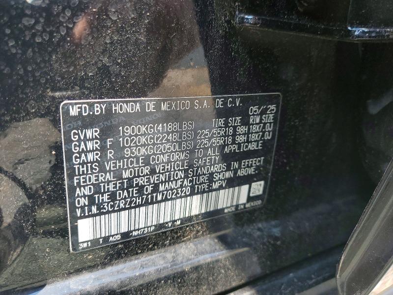 Aukcja sprzedaży 2026 Honda Hr-v, vin: 3CZRZ2H71TM702320, numer aukcji: 63176886