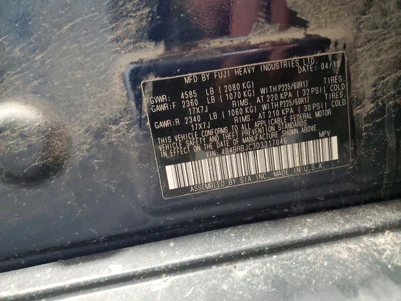 Aukcja sprzedaży 2013 Subaru Outback, vin: 4S4BRBJC3D3317046, numer aukcji: 59400346