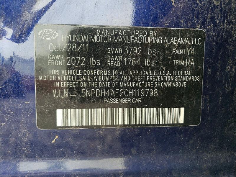 Aukcja sprzedaży 2012 Hyundai Elantra, vin: 5NPDH4AE2CH119798, numer aukcji: 63486706