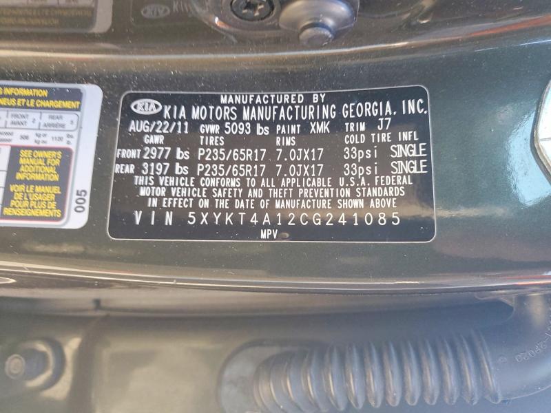 Aukcja sprzedaży 2012 Kia Sorento, vin: 5XYKT4A12CG241085, numer aukcji: 60210696
