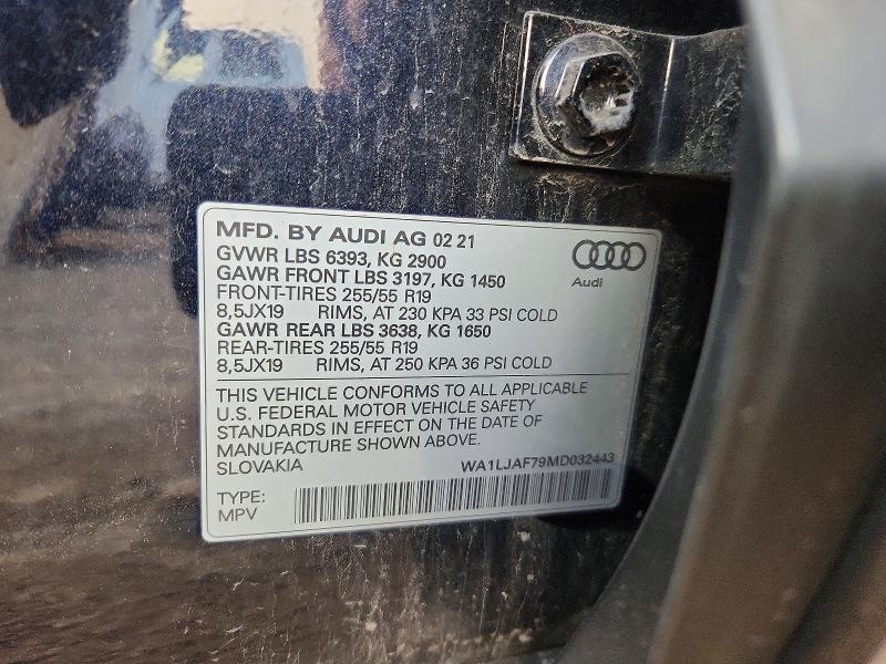 Aukcja sprzedaży 2021 Audi Q7, vin: WA1LJAF79MD032443, numer aukcji: 60194206