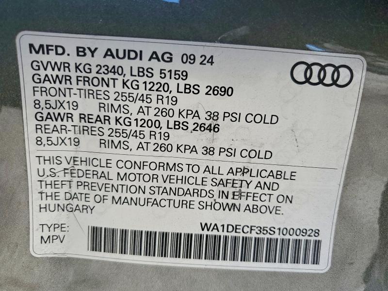 Aukcja sprzedaży 2025 Audi Q3, vin: WA1DECF35S1000928, numer aukcji: 62865606