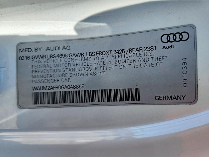 Aukcja sprzedaży 2016 Audi A5, vin: WAUM2AFR0GA048865, numer aukcji: 60920846