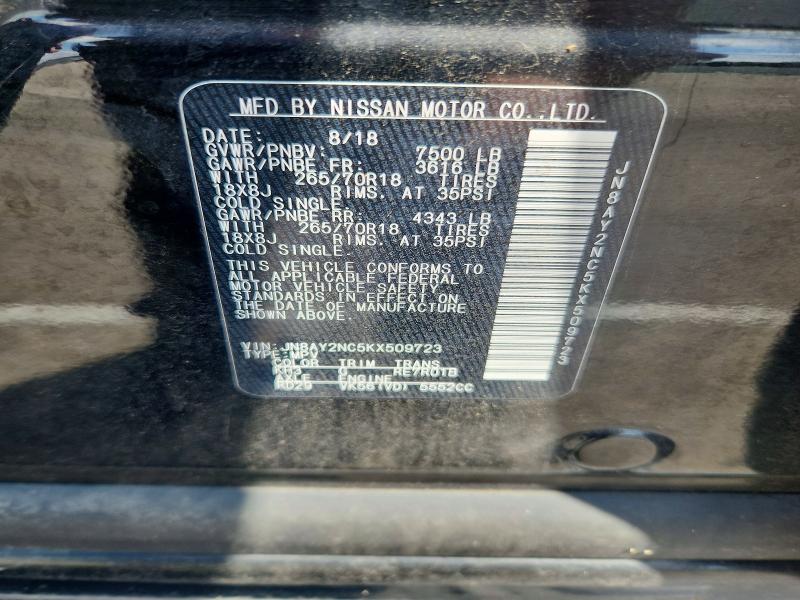 Aukcja sprzedaży 2019 Nissan Armada, vin: JN8AY2NC5KX509723, numer aukcji: 60739266