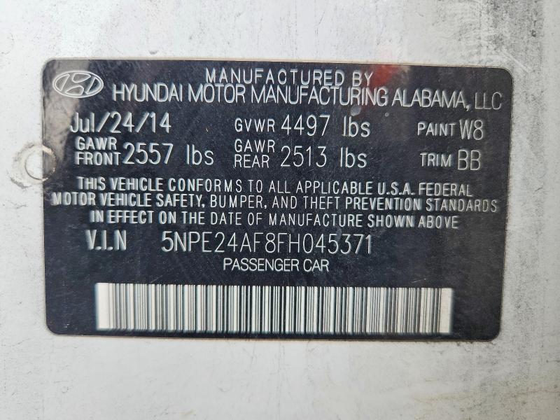 61016036 :رقم المزاد ، 5NPE24AF8FH045371 vin ، 2015 Hyundai Sonata مزاد بيع