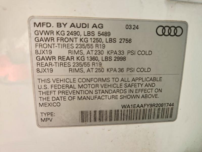 Продаж на аукціоні авто 2024 Audi Q5, vin: WA1EAAFY9R2081744, номер лоту: 59829366